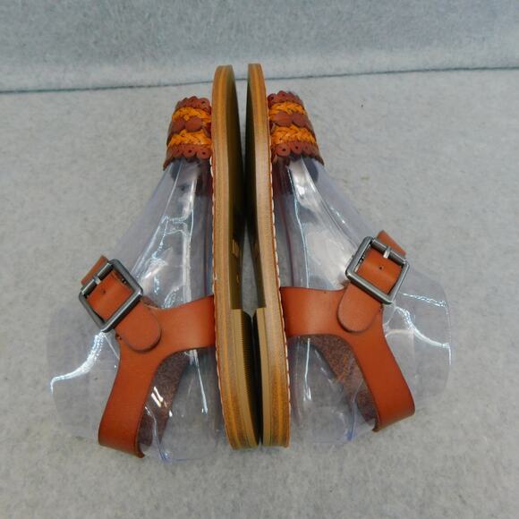 MIA Womens Casual Leather Vienna Woven Flat Ankle Strap Sandals - Brown Size 6 - Picture 7 of 10